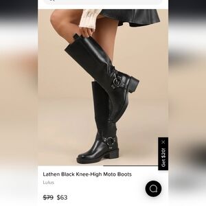 (SOLD) Lulu's Black Moto Knee-High Boots NIB